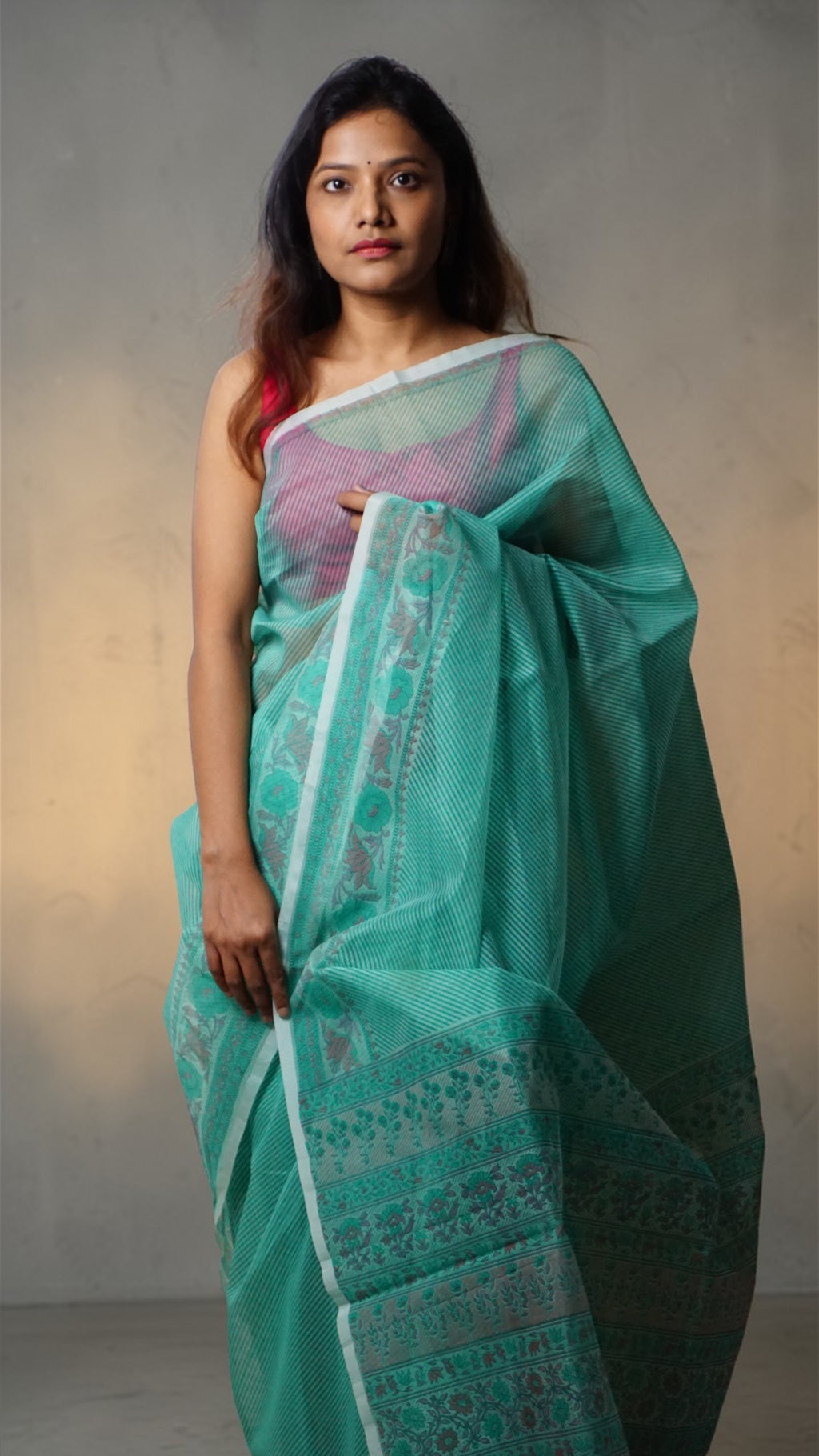 Aqua Mist Stripe Saree