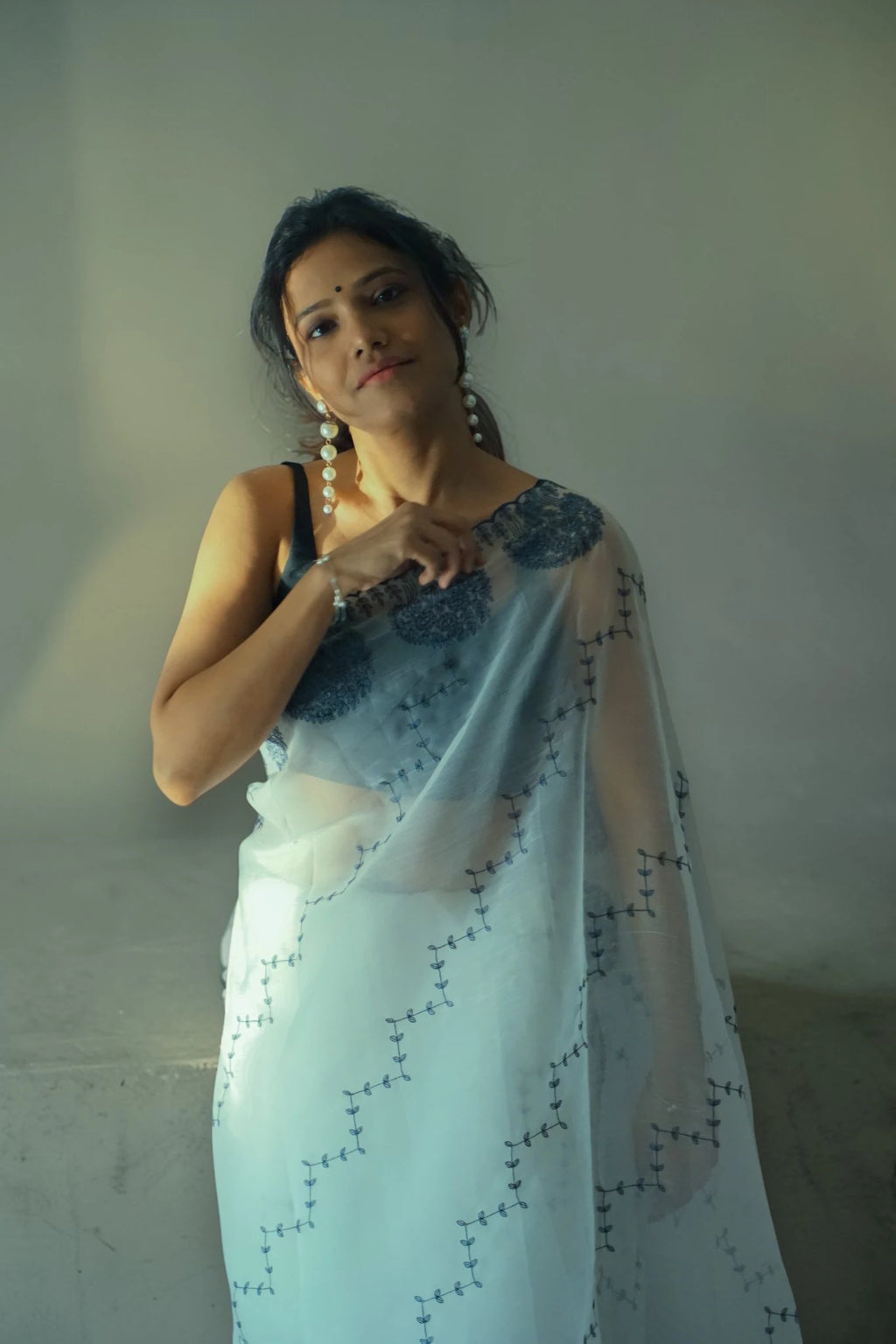 Midnight Bloom Sheer Saree