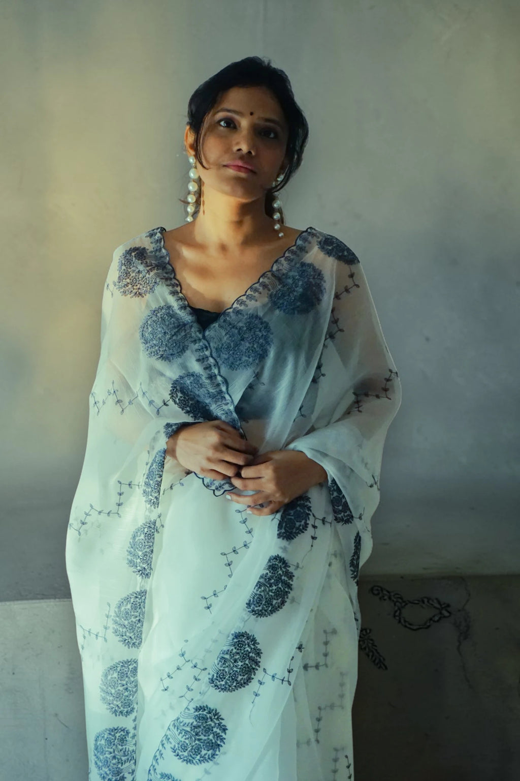 Midnight Bloom Sheer Saree