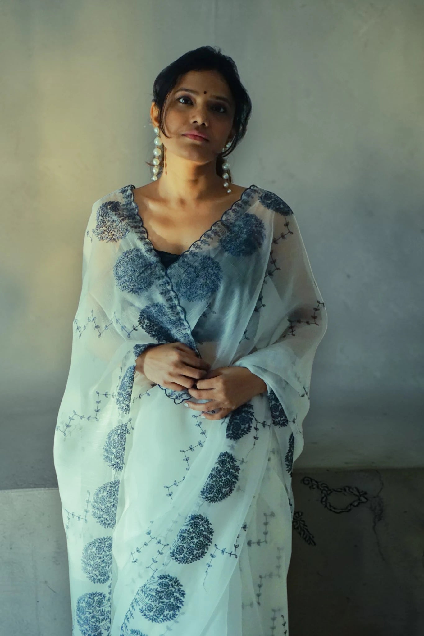 Midnight Bloom Sheer Saree