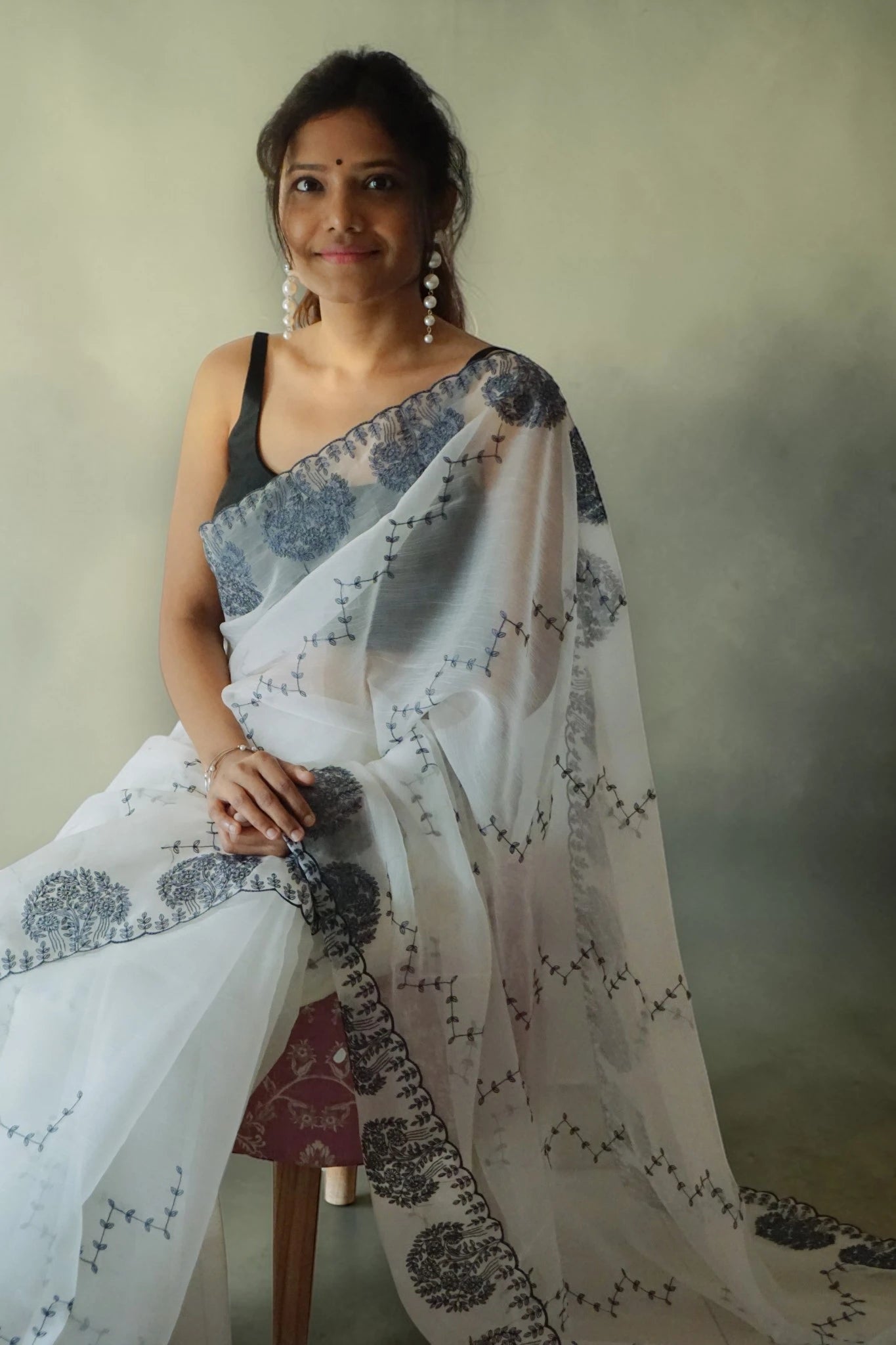 Midnight Bloom Sheer Saree