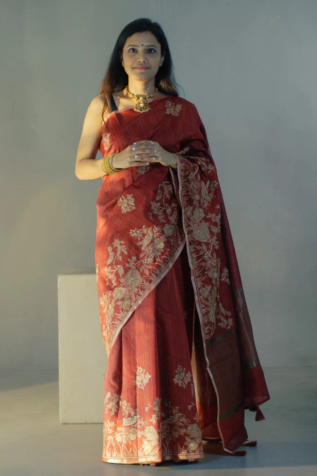 Maroon Zari Saree