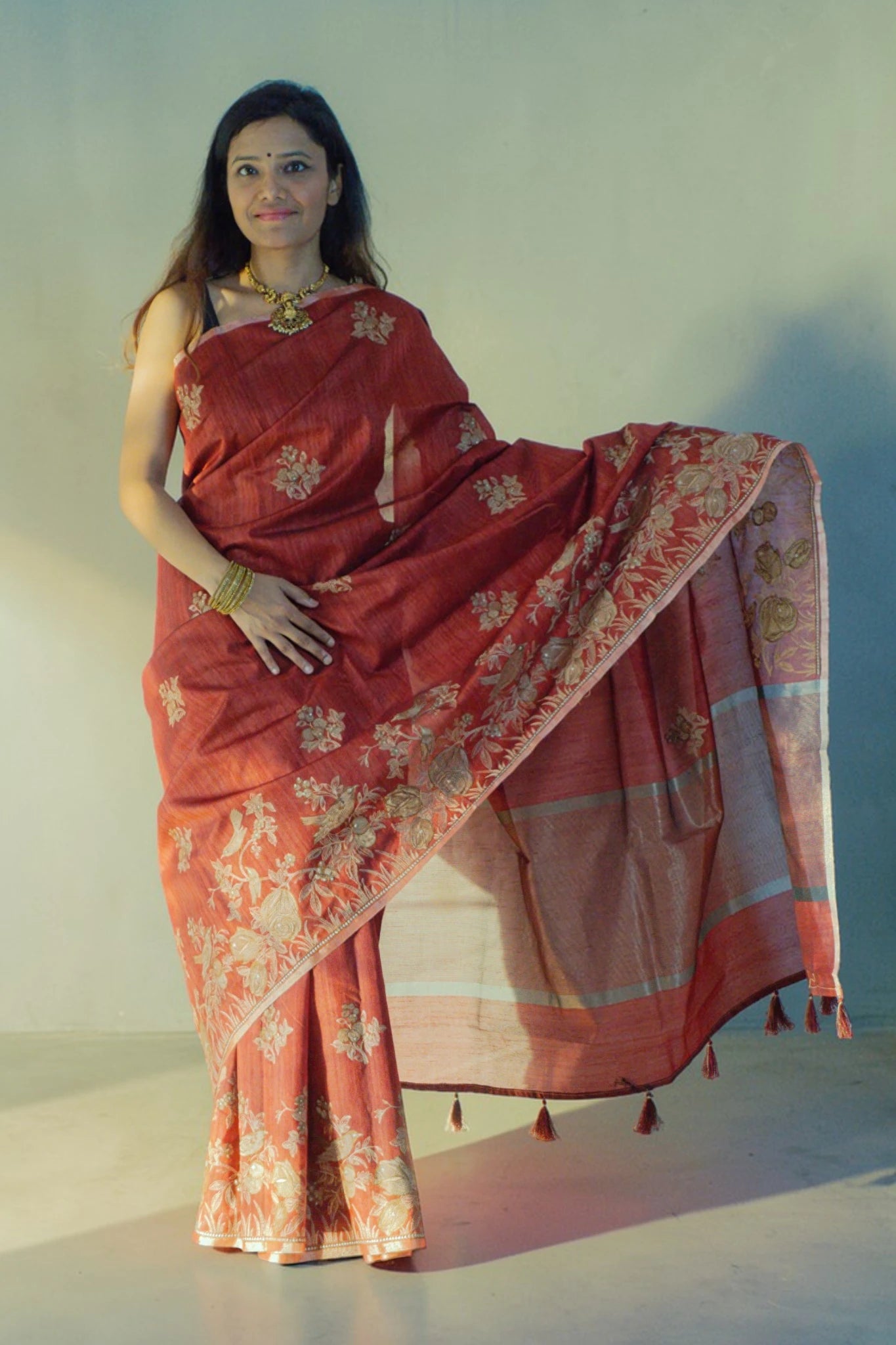 Maroon Zari Saree
