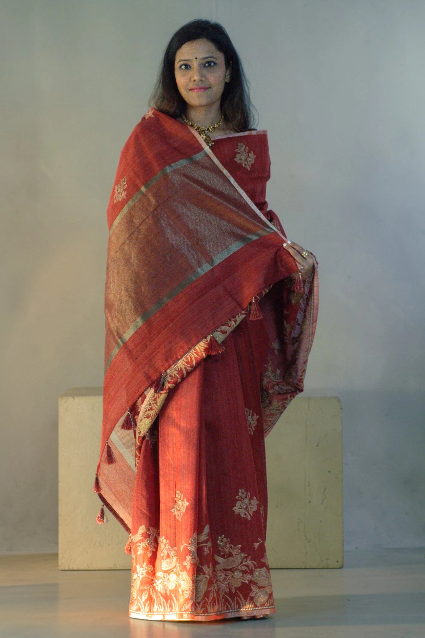 Maroon Zari Saree
