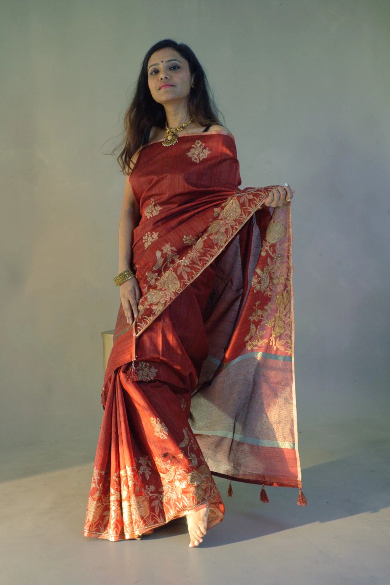 Maroon Zari Saree