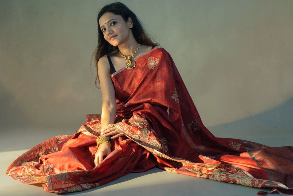 Maroon Zari Saree