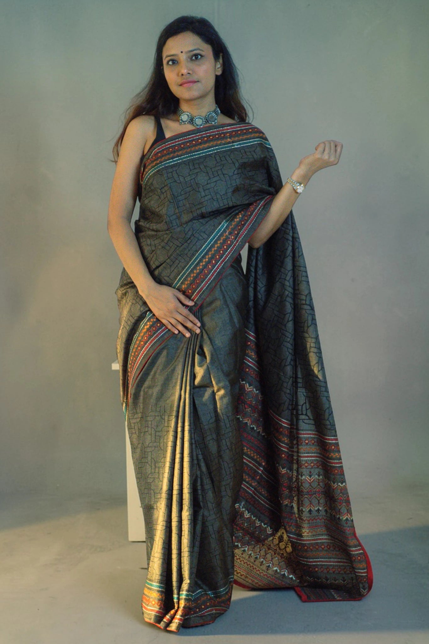Slate Weave Heritage Saree