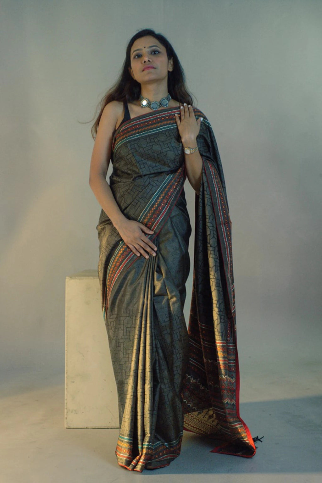Slate Weave Heritage Saree