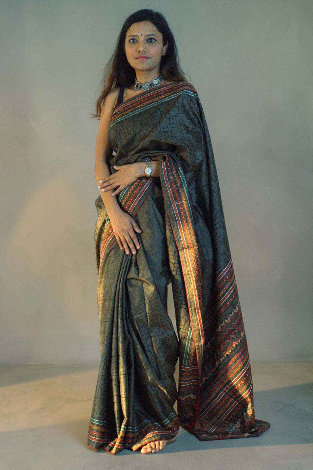 Slate Weave Heritage Saree