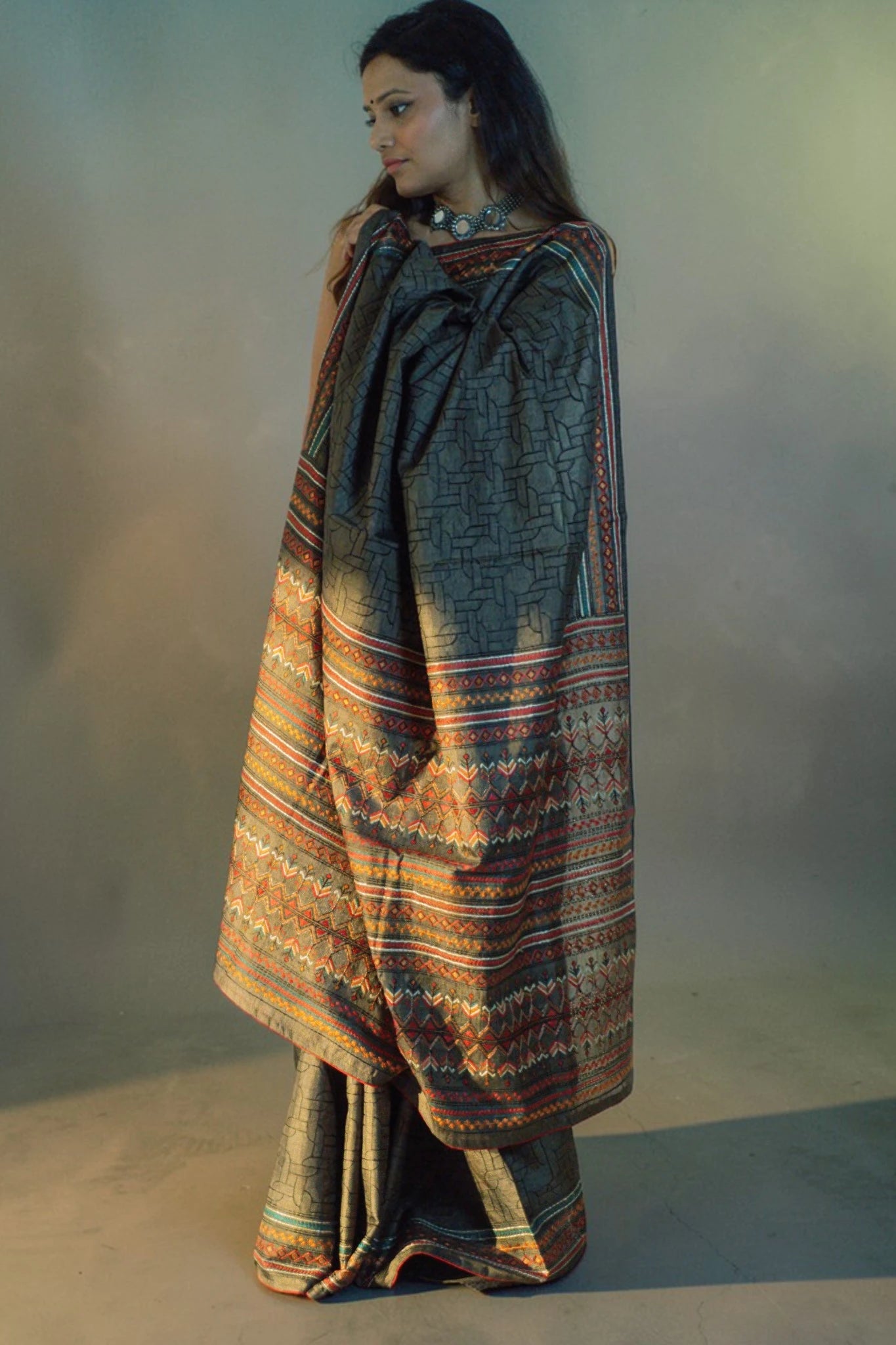 Slate Weave Heritage Saree