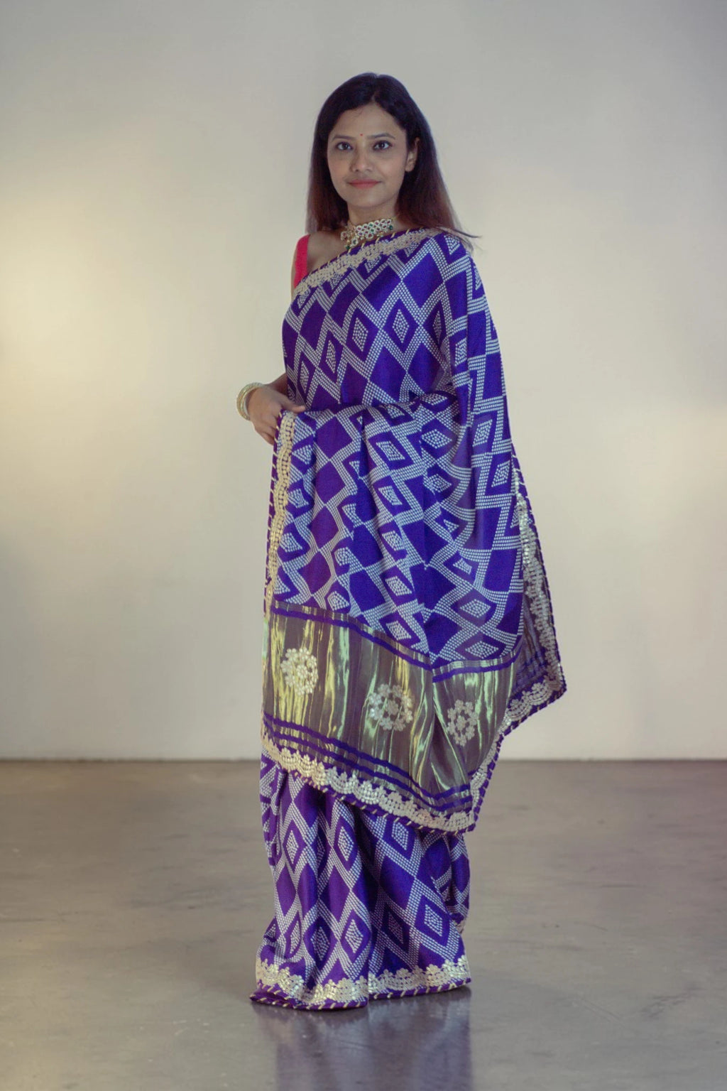 Royal Indigo Geometric Saree