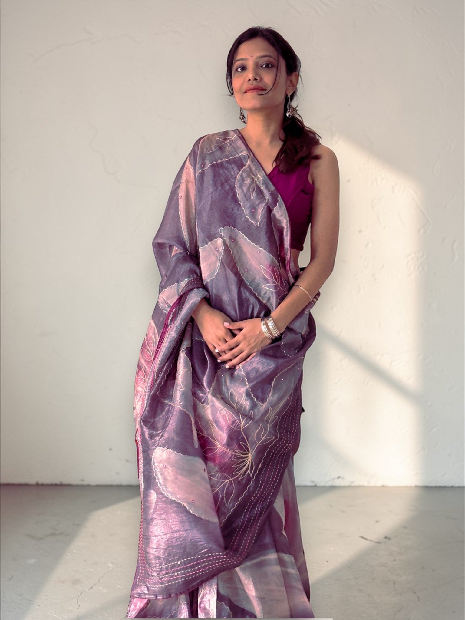 Plum Haze Sheer Saree