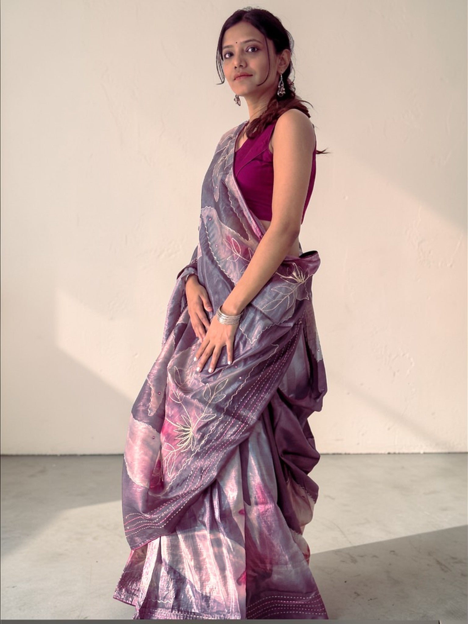 Plum Haze Sheer Saree