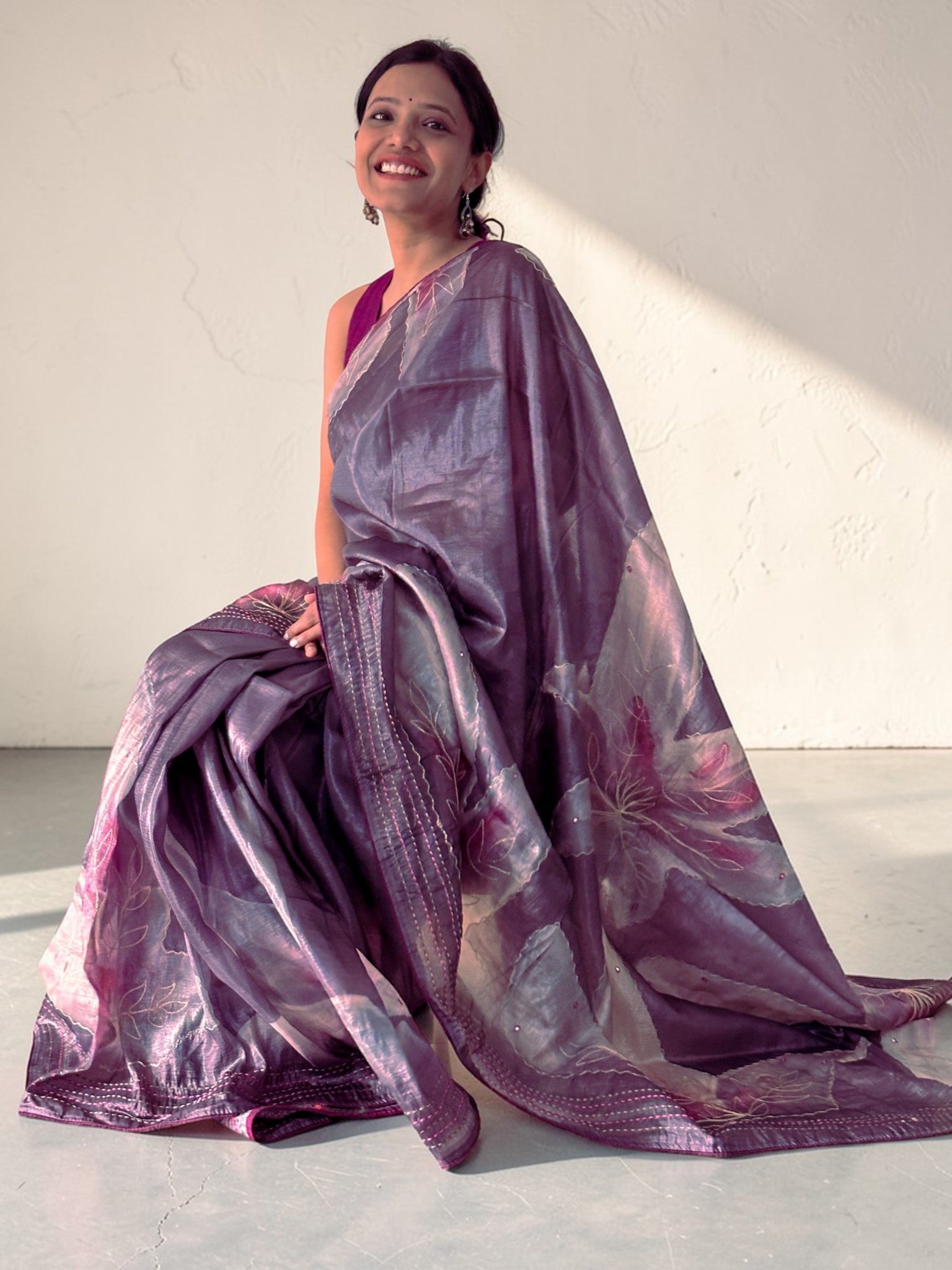 Plum Haze Sheer Saree