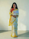 Yellow tie and die Saree