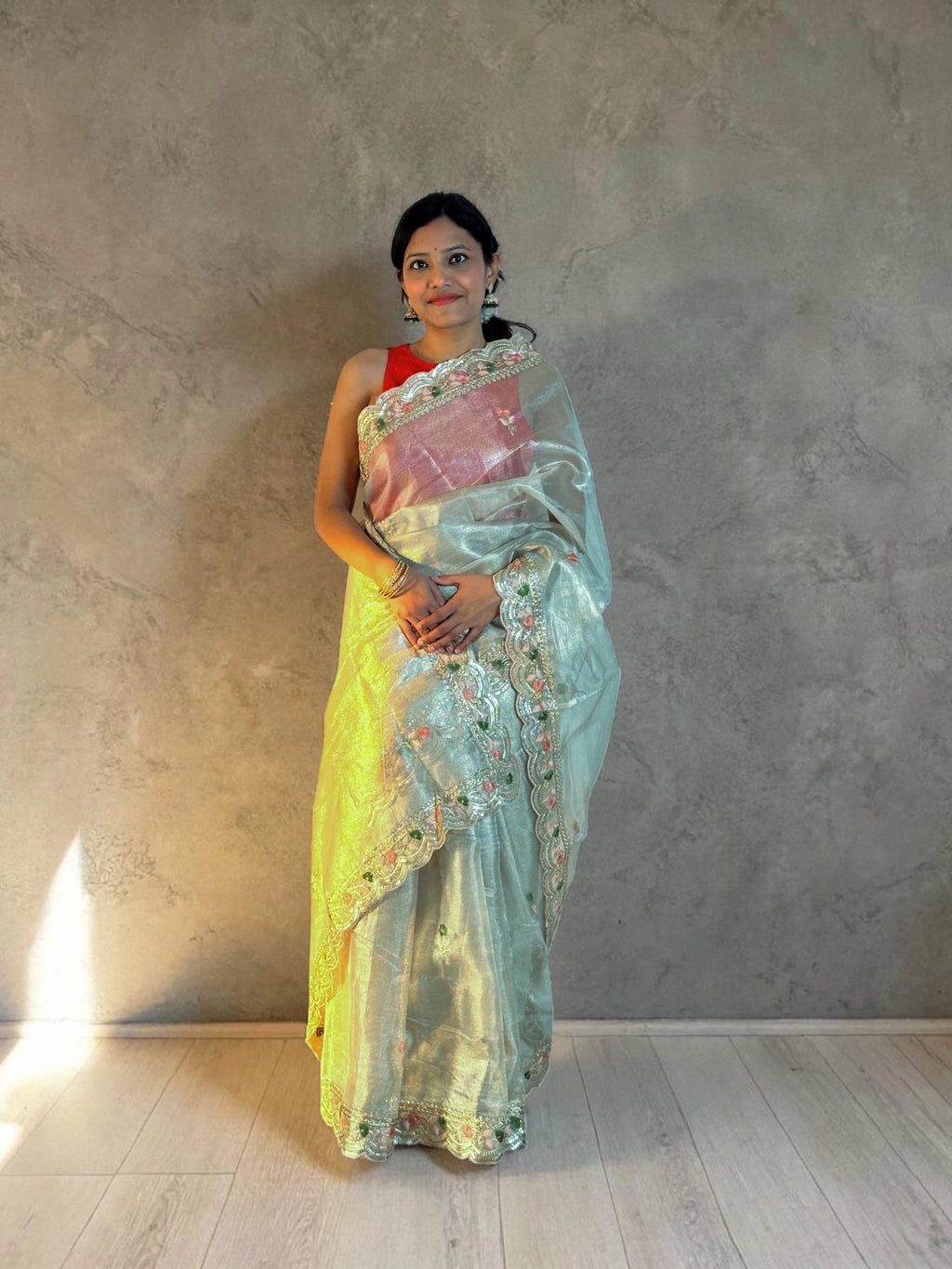 Blush Sheen Embroidered Saree
