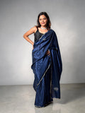 Midnight Blue Embellished Satin Silk Saree